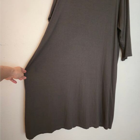 Eileen Fisher V-Neck A-Line Dress Size XL Gray Elevated Casual Jersey Shift - Picture 8 of 12
